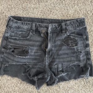 American Eagle Outfitters Black Distressed Women Mom Shorts